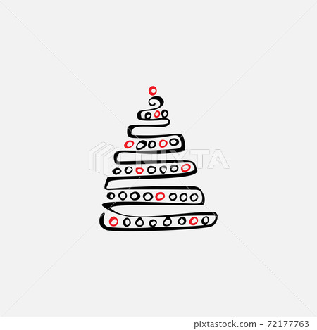 Hand Drawn Christmas Tree Design Element Isolated - Stock Illustration ...