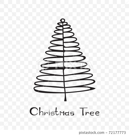 Hand Drawn Christmas Tree Design Element Isolated - Stock Illustration ...