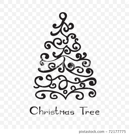 Hand Drawn Christmas Tree Design Element Isolated - Stock Illustration ...