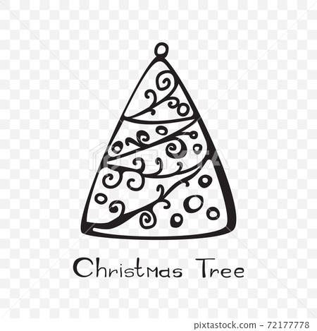 Hand Drawn Christmas Tree Design Element Isolated - Stock Illustration ...