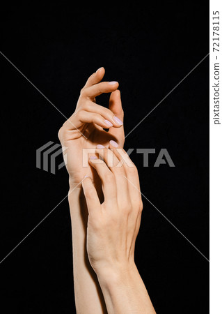 Woman hands showing different gestures 72178115
