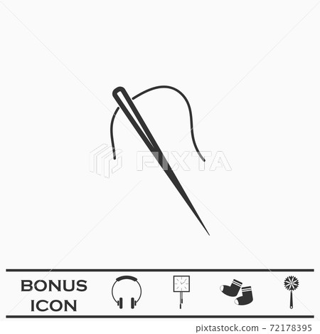 Sewing needle with thread icon flat. Sewing needle with thread icon flat. 72178395