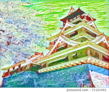 熊本城的蠟筆劃 熊本城的蠟筆劃 72181091