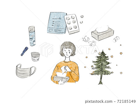 花粉症杉花粉症狀及相關項目 插圖素材 圖庫