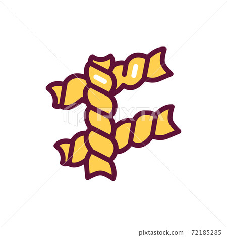 Original italian pasta Girandole color line icon. Isolated vector element. 72185285