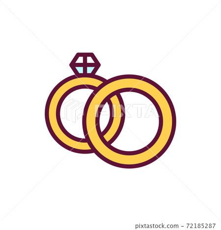 Wedding rings line icon. Isolated vector element. - Stock Illustration ...