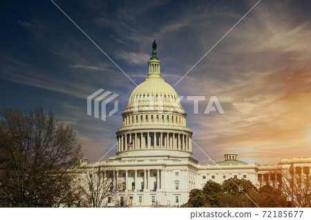 Washington DC, USA the United States Capitol building at sunset 72185677