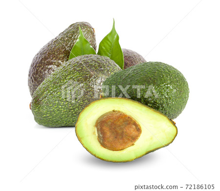 Avocado with leaf isolated on white Clipping Path Avocado with leaf isolated on white Clipping Path 72186105