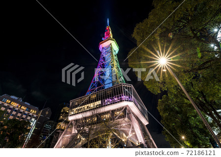 Aichi Prefecture Nagoya TV Tower Hisaya Odori Park Night view 72186121