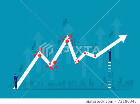 Businessman holding chart equity price move up from permitted unlocking after from COVID-19 virus be defeated Businessman holding chart equity price move up from permitted unlocking after from COVID-19 virus be defeated 72186345