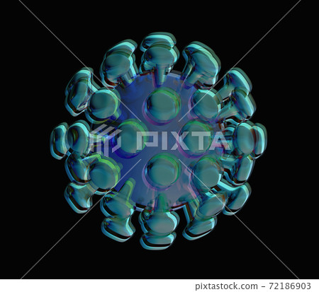 One abstract novel coronavirus on black background, 3d illustration One abstract novel coronavirus on black background, 3d illustration 72186903
