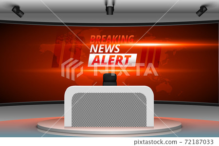 Table And Chair With Breaking News Alert On Stock Illustration