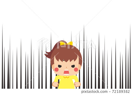 一個卡通風格的背景,一個小女孩在她的肩膀上大吼大叫 一個卡通風格的背景,一個小女孩在她的肩膀上大吼大叫 72189382