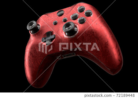 Conceptual used video game controller or joystick with scratches isolated 72189448