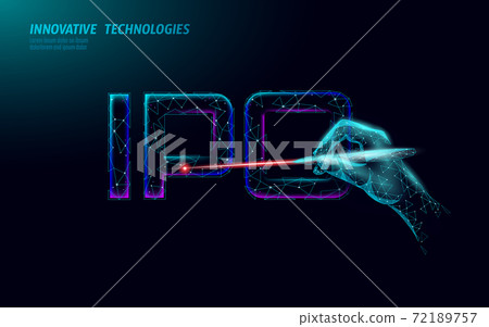 Initial coin offering IPO letters technology concept. Business finance economy low poly design style. Stock market launch banking public offer shares. Internet commerce trade vector illustration 72189757