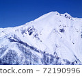 A view of a clear blue sky and a pure white snowy mountain 72190996