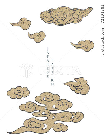 Cloud icon background with Japanese wavy pattern. Oriental traditional poster design. 72191881