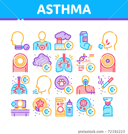 Asthma Sick Allergen Collection Icons Set Vector Asthma Sick Allergen Collection Icons Set Vector 72192223