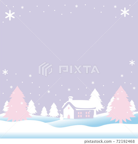 Winter snow house snowman landscape background copy space illustration 72192468