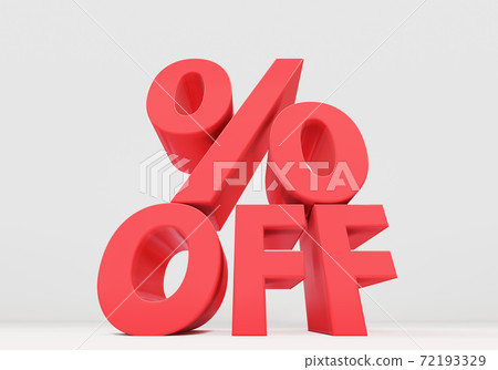 Three-dimensional characters and percentages that display the discount rate of the sale Three-dimensional characters and percentages that display the discount rate of the sale 72193329