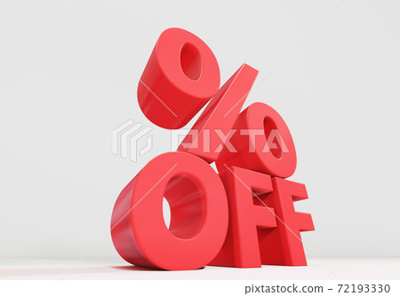 Three-dimensional characters and percentages that display the discount rate of the sale Three-dimensional characters and percentages that display the discount rate of the sale 72193330