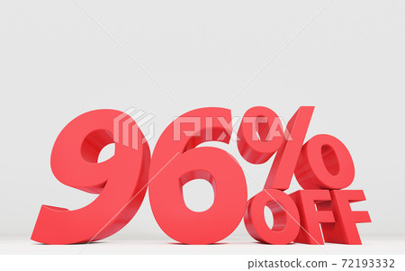 顯示銷售折扣率的三維字符，優惠96％ 72193332