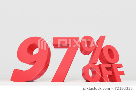 顯示銷售折扣率的三維字符，優惠97％ 72193333