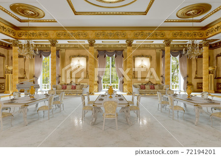 The ballroom and restaurant in classic style. 3D render. 3d image 72194201