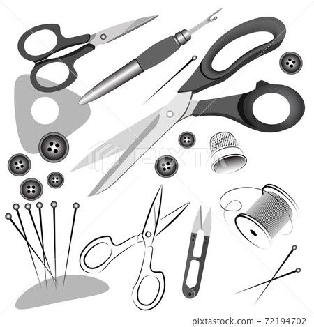Sewing and needlework kit in black and gray color Sewing and needlework kit in black and gray color 72194702
