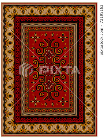 Luxury carpet with yellow edges and ethnic... - Stock Illustration ...