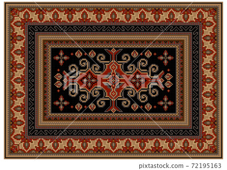 Motley carpet with ethnic ornaments and black field with patterns in the center Motley carpet with ethnic ornaments and black field with patterns in the center 72195163