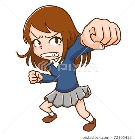 girl punching clipart