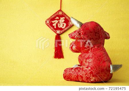 Chinese style cow stuffed animal (New Year's card material 2021 Ox year) 72195475