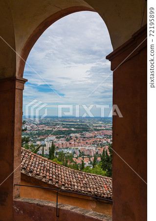 Cityscape seen from Portico in Bologna, Italy 72195899