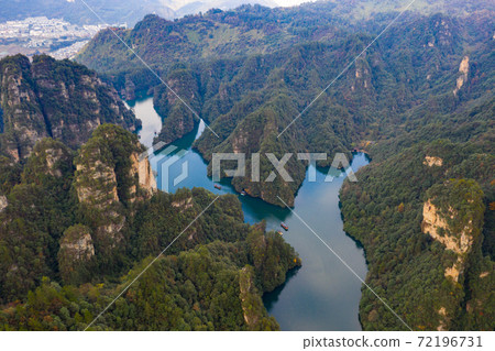 Amazing scenery from above view of BaoFeng lake in Zhangjiajie Amazing scenery from above view of BaoFeng lake in Zhangjiajie 72196731