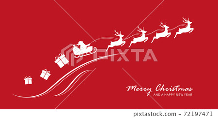 christmas banner santa claus in a sleigh with reindeer 72197471