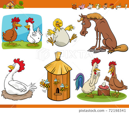 cartoon funny farm animal comic characters set 72198341