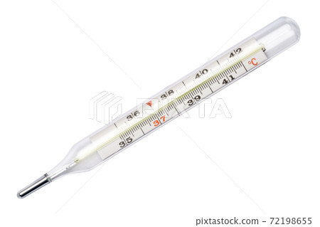 Glass mercury celsius thermometer isolated on white background Glass mercury celsius thermometer isolated on white background 72198655