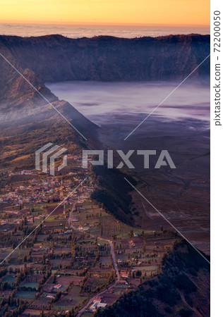 Sunrise at Cemoro Lawang village at mount Bromo volcano in Bromo tengger semeru national park, East Java, Indonesia 72200050