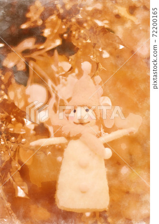 Christmas image, a cute snowman ornament with a smile, light bulb color, watercolor style 72200165