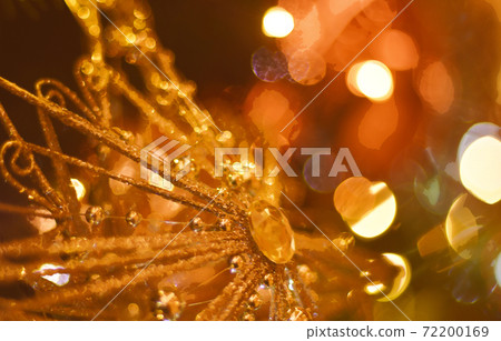 Christmas image Glittering snowflake ornament Light bulb color Watercolor style 72200169