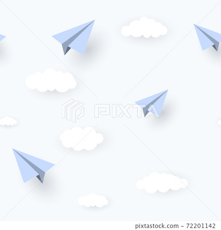 Paper Airplane and Clouds Seamless Pattern Background Vector Illustration Paper Airplane and Clouds Seamless Pattern Background Vector Illustration 72201142