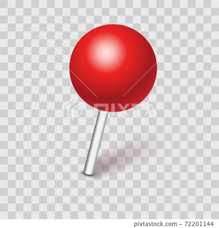 Plastic pushpin; pin with shadow isolated on transparent background. Vector Illustration 72201144