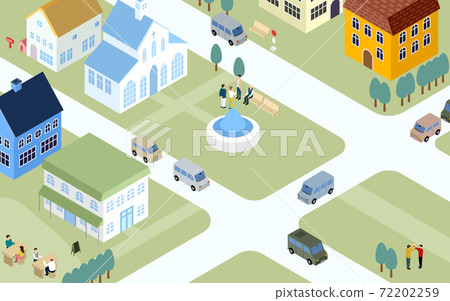 等軸測圖的城市和居住在那裡的人 72202259