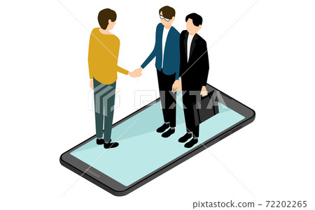 Image illustration of a person who makes a contract online, isometric Image illustration of a person who makes a contract online, isometric 72202265