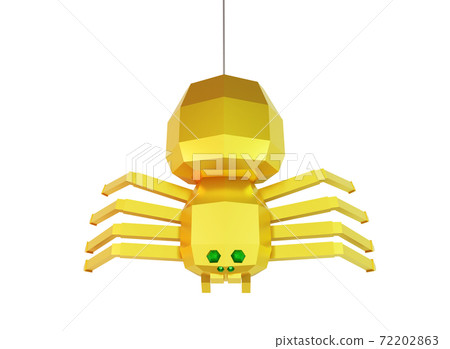 Low poly golden decorative spider, 3d render Low poly golden decorative spider, 3d render 72202863
