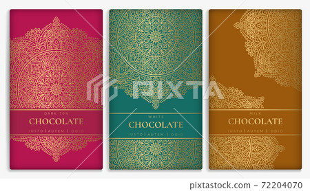 Colorful packaging design of chocolate bars. Colorful packaging design of chocolate bars. 72204070