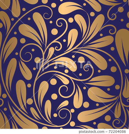 Blue and gold leaves seamless pattern. Blue and gold leaves seamless pattern. 72204086