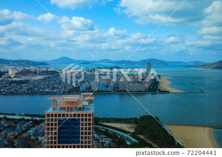 從福岡塔向濱海城市海欣公園方向的城市景觀眺望的城市風光 72204441