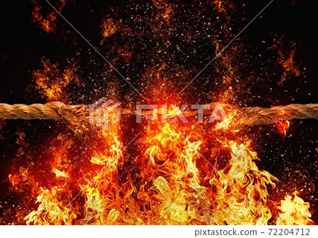 A burning flame and a rope on the verge of... - Stock Illustration ...